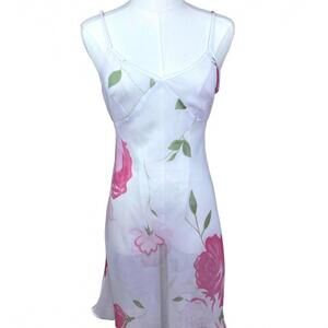 Vintage La vie en rose Floral Pink and White sheer slip dress
